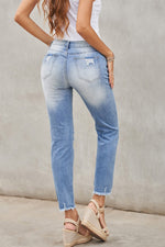 Drew High Rise Distressed Cropped Jeans