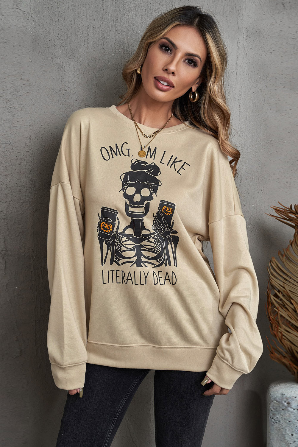 Literally Dead Skeleton Graphic Sweatshirt