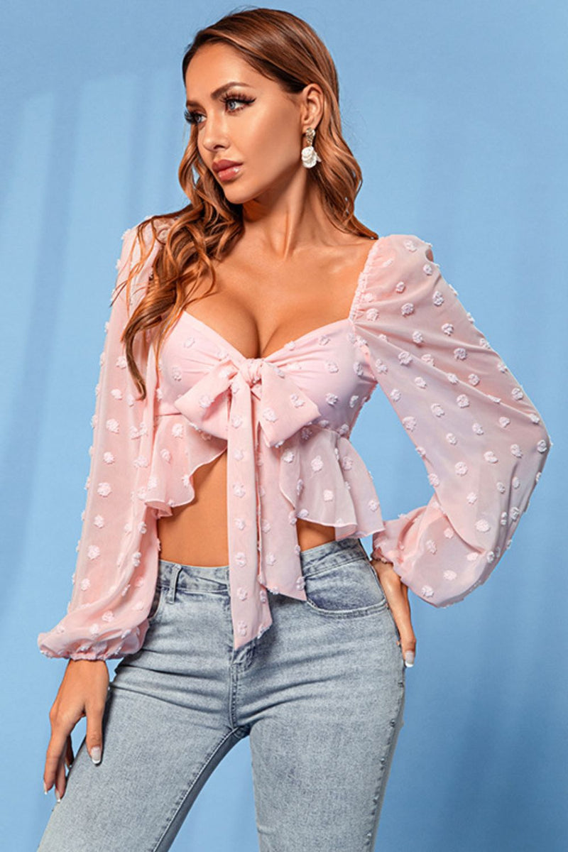 In My Mind Ruffle Hem Cropped Blouse – Wintermint Boutique