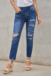 Drew High Rise Distressed Cropped Jeans